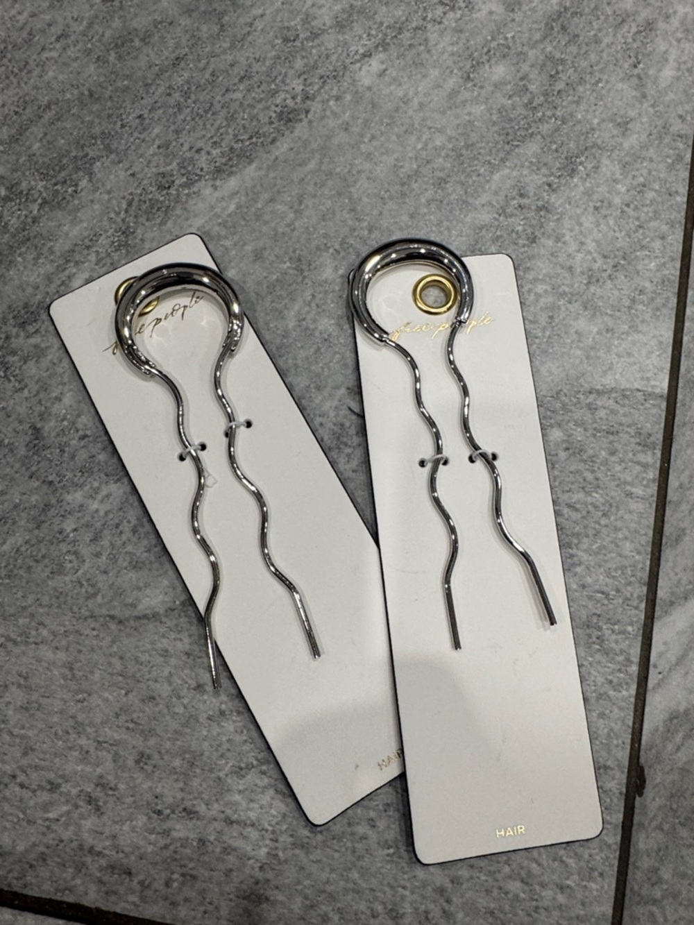 Free People Silver Wavy Metal Hair Pins Set